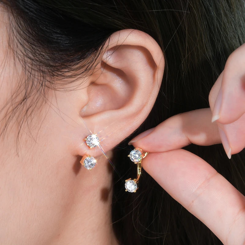Moissanite Stud Drop Earrings for Women, 925 Silver Piercing