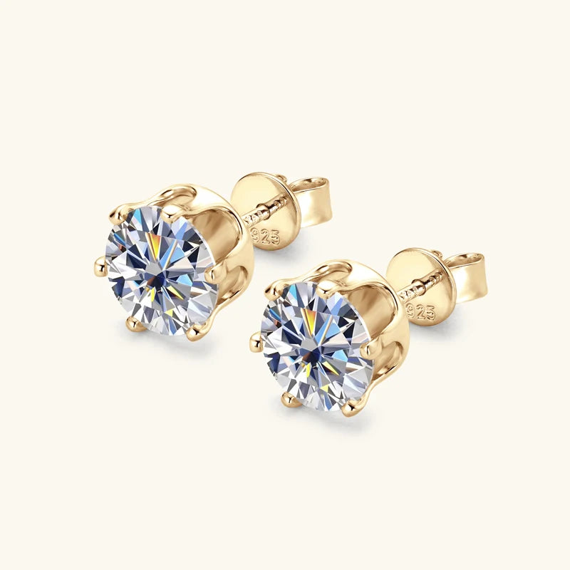 925 Silver Round Moissanite Stud Earrings for Women