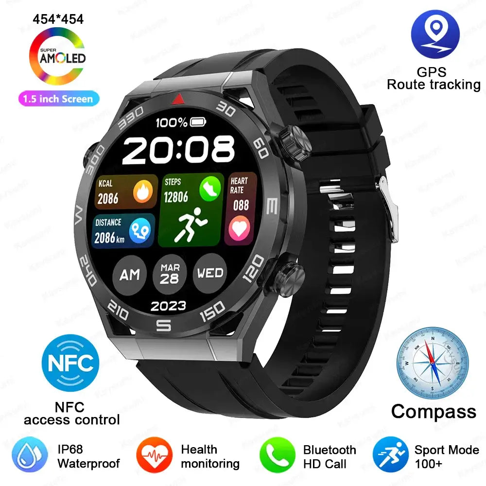 Smart Watch Men GPS Compass Heart Rate ECG+PPG Bluetooth Call. Fit Bit Mens Watch,Mens Smart Watch