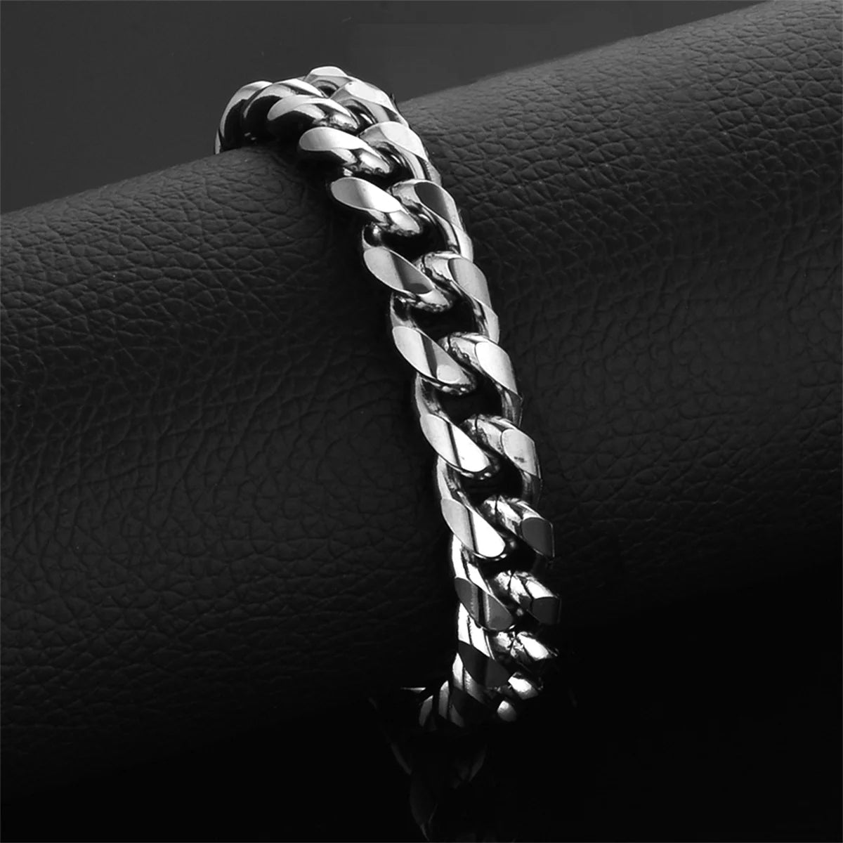 Miami Cuban Link Chain Bracelet For Men, Gold Silver Color