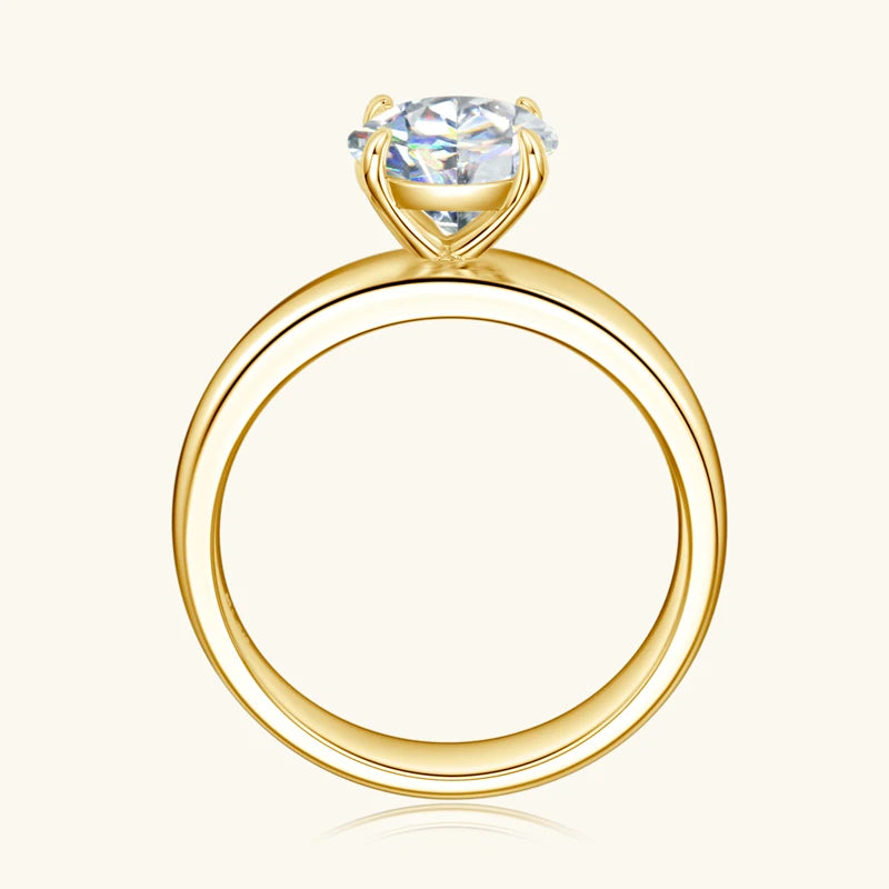 For Women And Men,18k Gold Plated Sliver Moissanite Ring