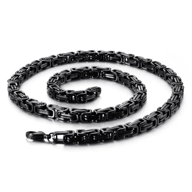 Mens/Women 4/5/6/8mm Byzantine Chain Link Fashion Necklace
