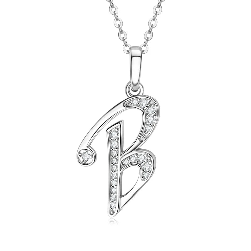 Couples Letter Initial Name Moissanite Necklace 925 Silver