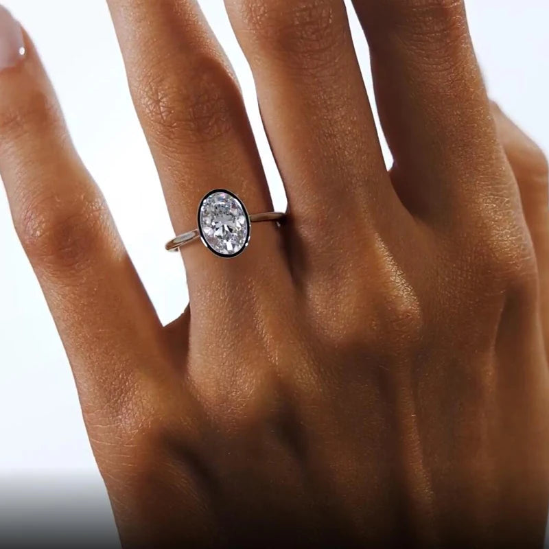 Women's Sterling Sliver Oval Cut Cubic Zirconia Ring