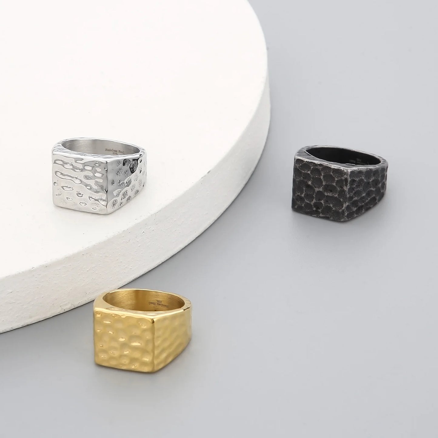 Mens Stainless Steel 316L Geometric Ring