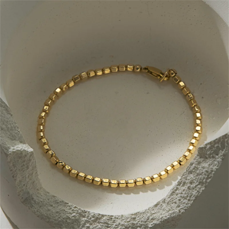 14K Gold Filled Bead Bracelet Handmade Tarnish Resistant for Women.