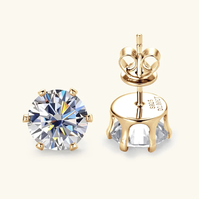 925 Silver Round Moissanite Stud Earrings for Women
