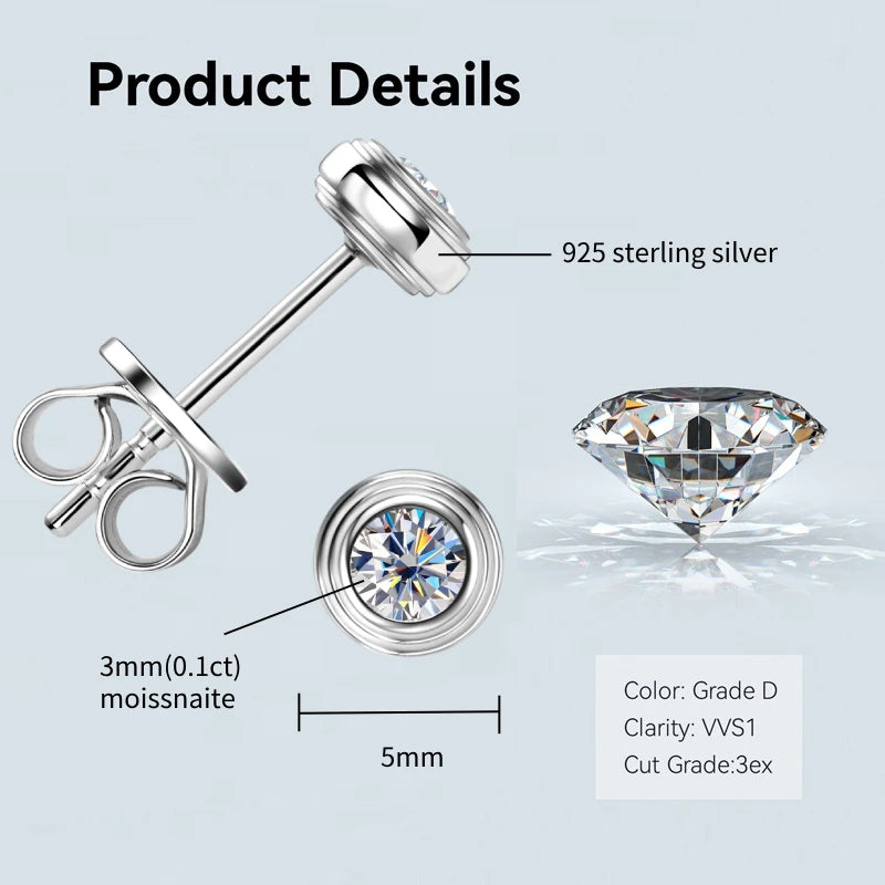 Moissanite Silver Plated Gold Earrings for Women