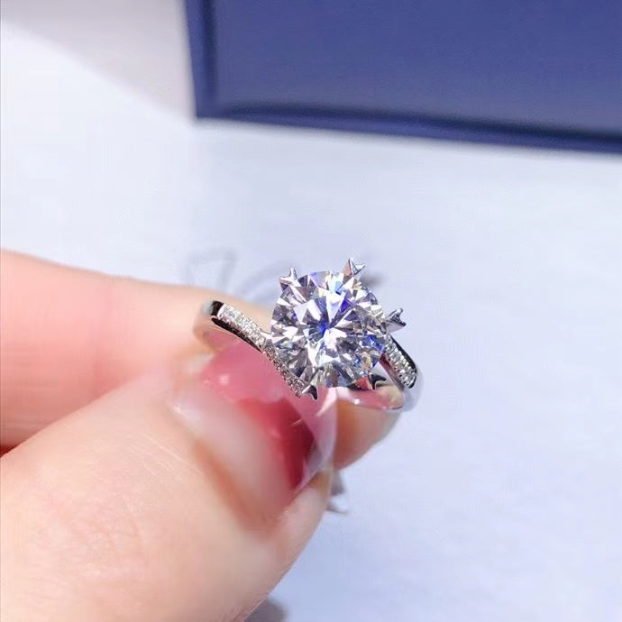 18K White Gold Ring 1ct VVS Grade D Color Moissanite Gold Ring.