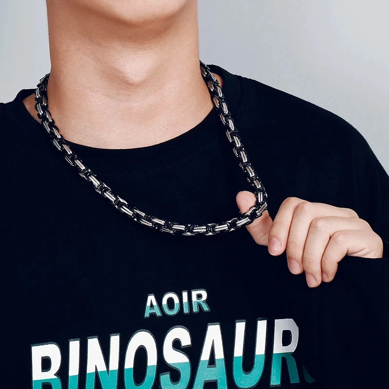 Mens/Women 4/5/6/8mm Byzantine Chain Link Fashion Necklace