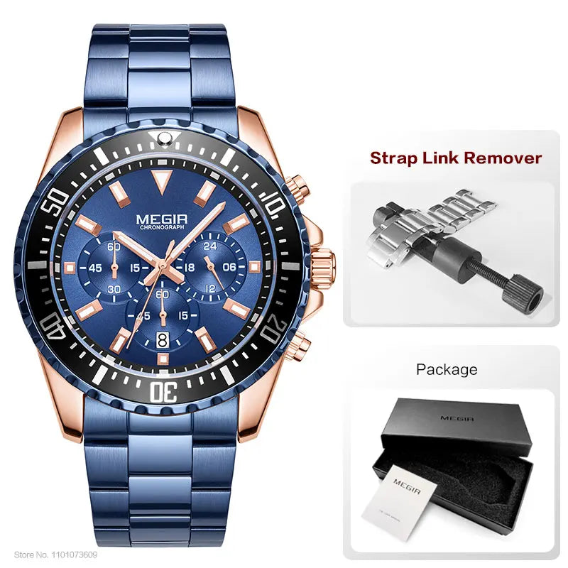 Man's Analogue Chronograph Quartz Stainless Steel Luminous Watch.