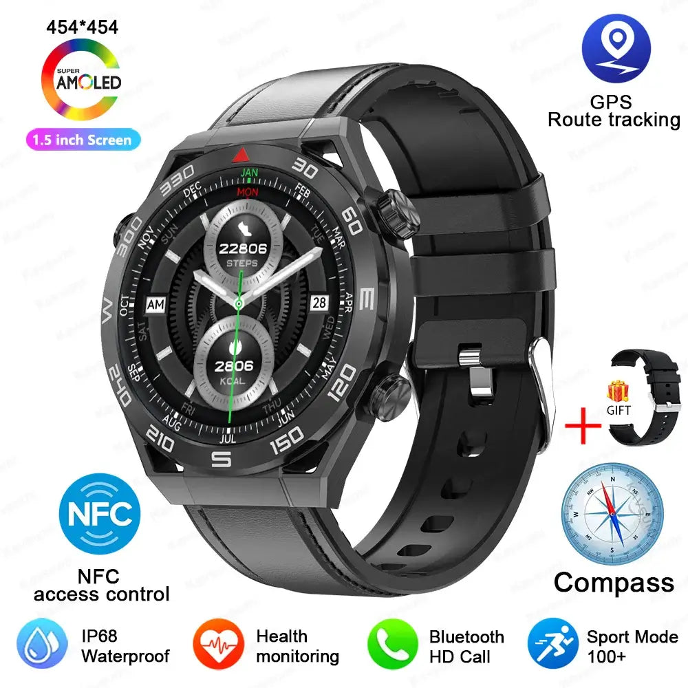 Smart Watch Men GPS Compass Heart Rate ECG+PPG Bluetooth Call. Fit Bit Mens Watch,Mens Smart Watch