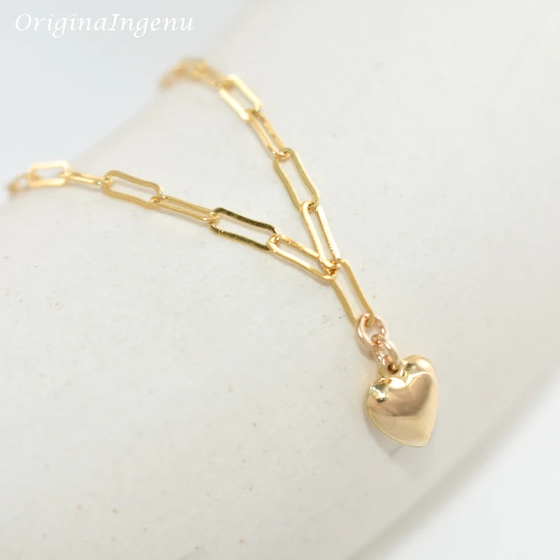 Gold Filled Heart-shaped Bracelet Handmade Anklets for Women.