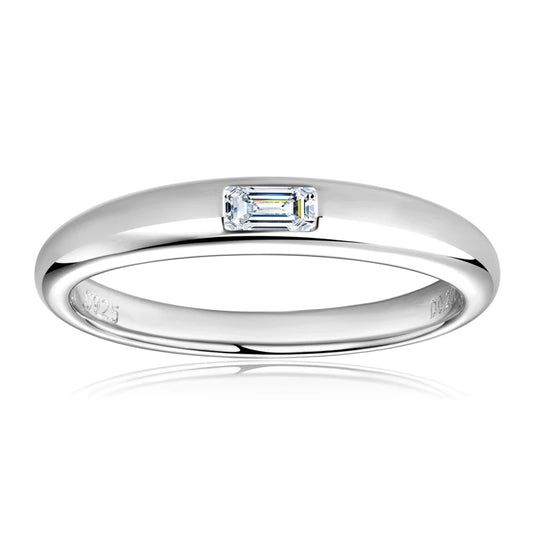 Womens Moissanite18k Gold Plated Silver Engagement Ring