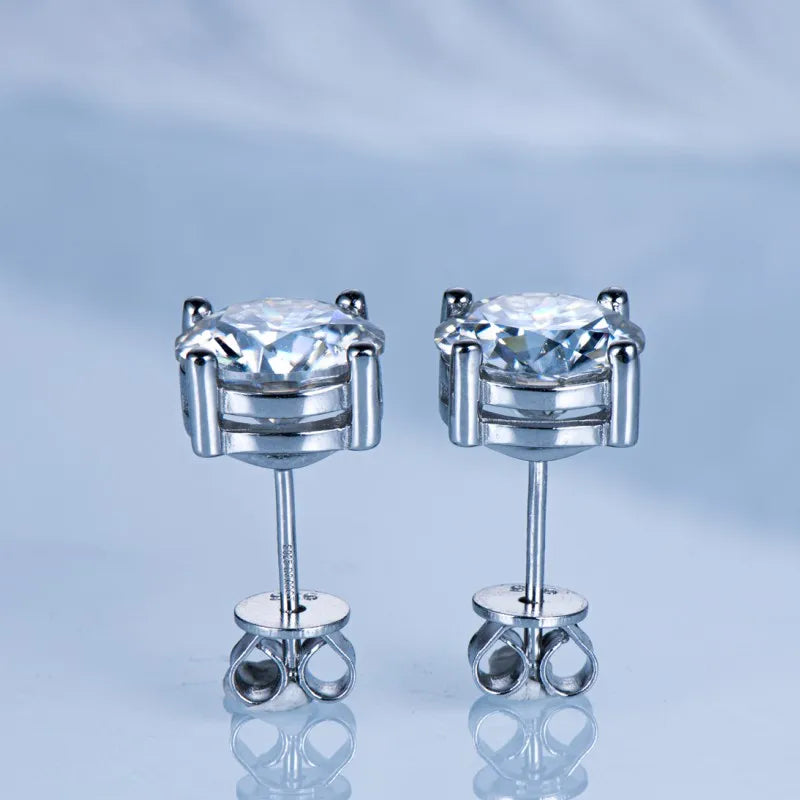 Moissanite Sterling SilverDiamond Stud Earrings for Women