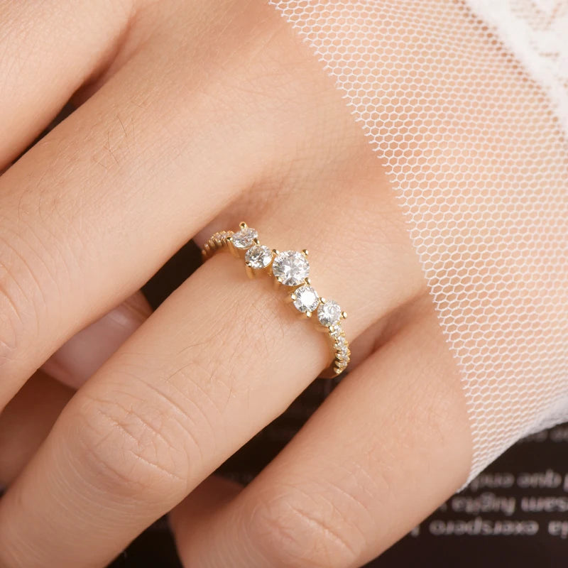 Womens Silver Plated 18k Gold Lab Diamond Moissanite Ring