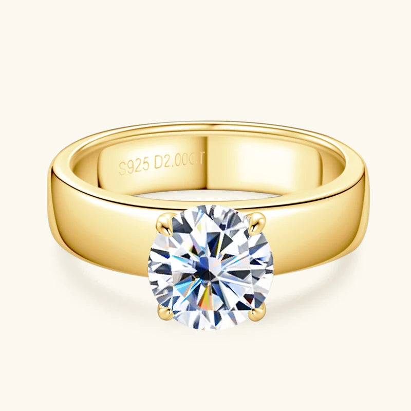 For Women And Men,18k Gold Plated Sliver Moissanite Ring