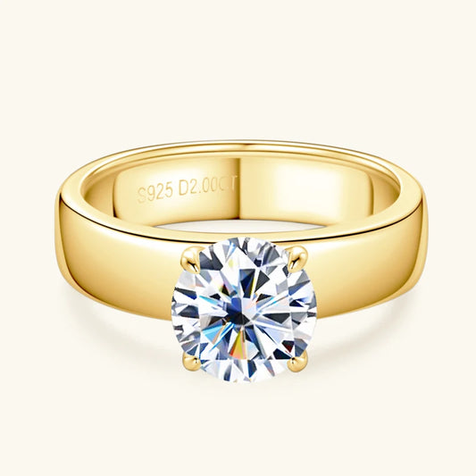 For Women And Men,18k Gold Plated Sliver Moissanite Ring