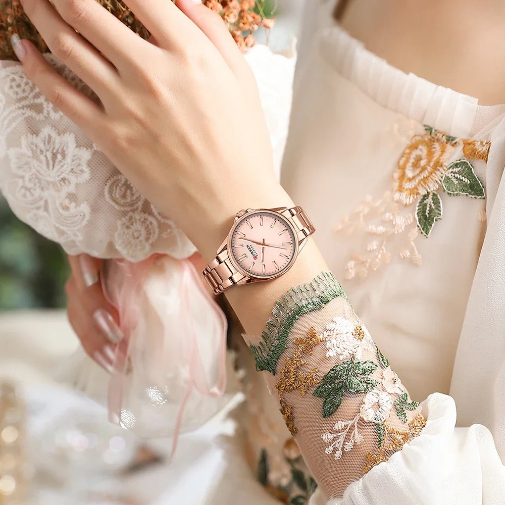 Womens  Stainless Steel Casual Round Dial Quartz Watch
