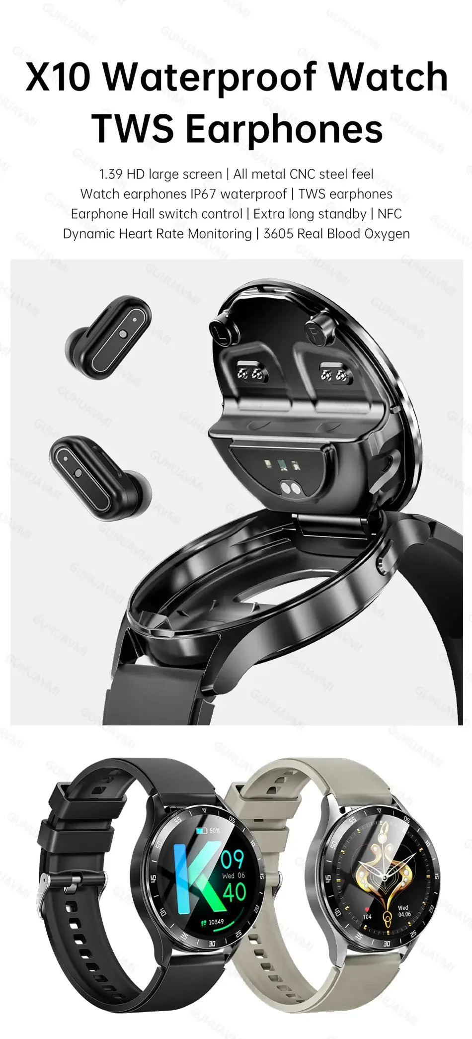 Mens 2 in 1 Wireless Bluetooth Blood Pressure Heart Rate Smart Watch. fashion smart Watch,Fit Bit Mens Watch,Mens Smart Watch