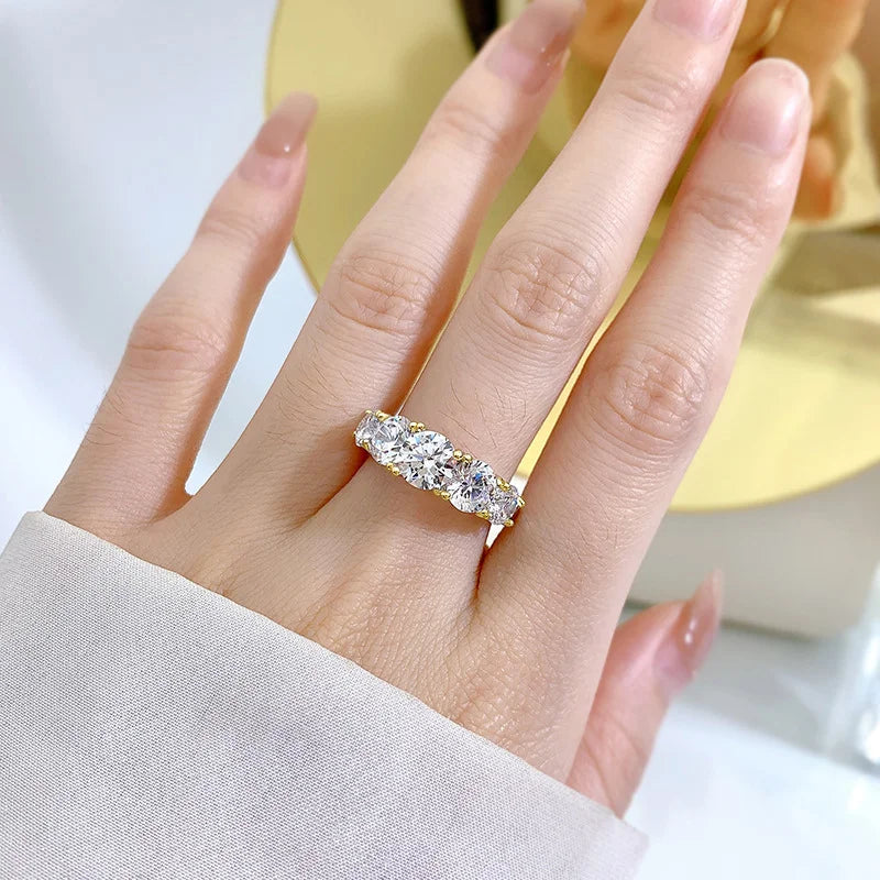 Womens Sterling Silver Engagement Moissanite Diamond Ring
