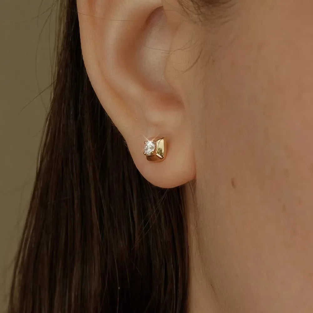 Silver Small Square Moissanite Stud Earrings for Women