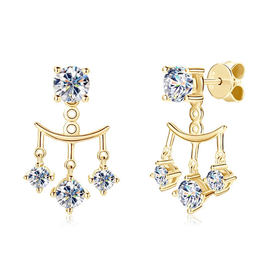 1cttw 5mm Moissanite 925 Silver Drop Stud Earrings for Women