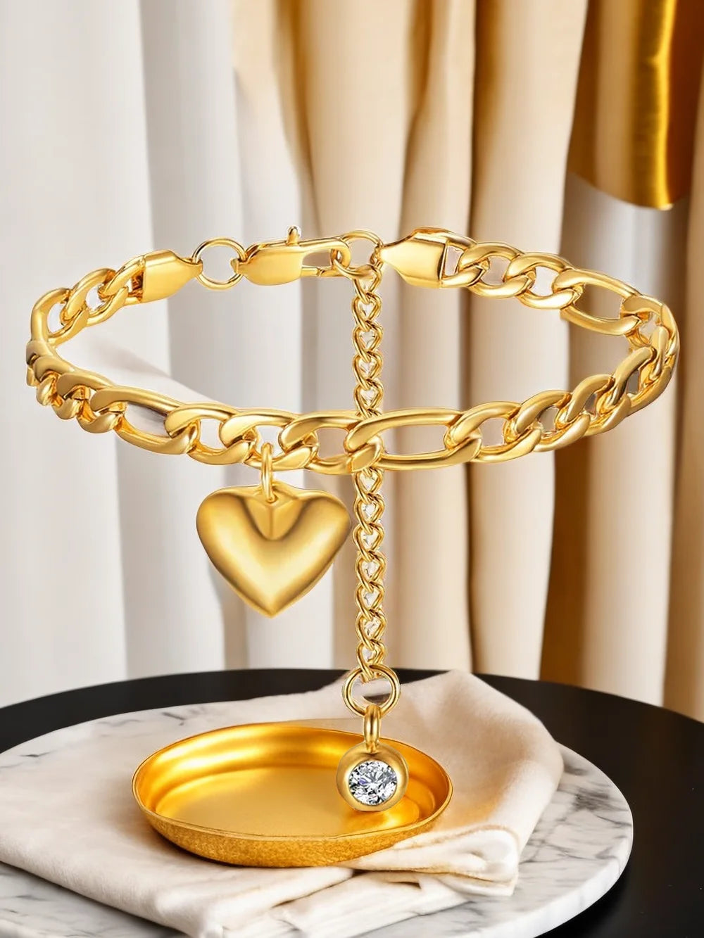 Women Gold Stainless Steel Cuban Ankle Bracelets
