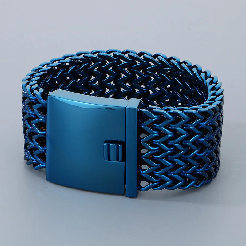 30MM Stainless Steel Mesh Chain Bracelet for Men Silver Color.