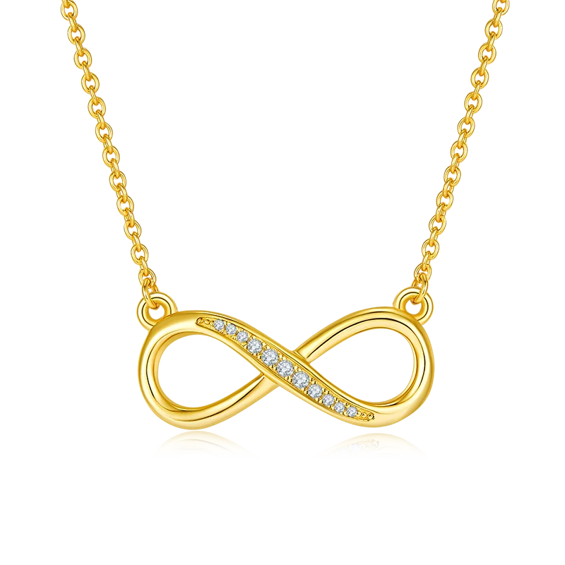 Woman's14k Rose Gold Silver Moissanite Infinity Necklace