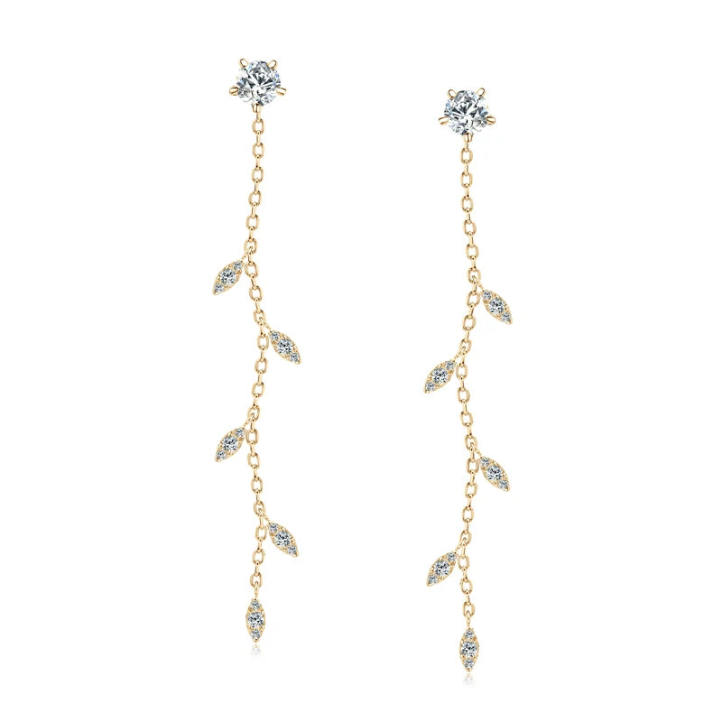 Leaf Dangle Drop Chandelier Earrings Silver 925 for Women