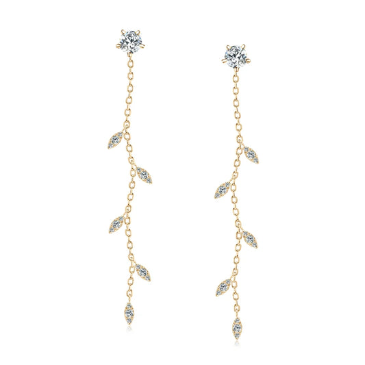 Leaf Dangle Drop Chandelier Earrings Silver 925 for Women