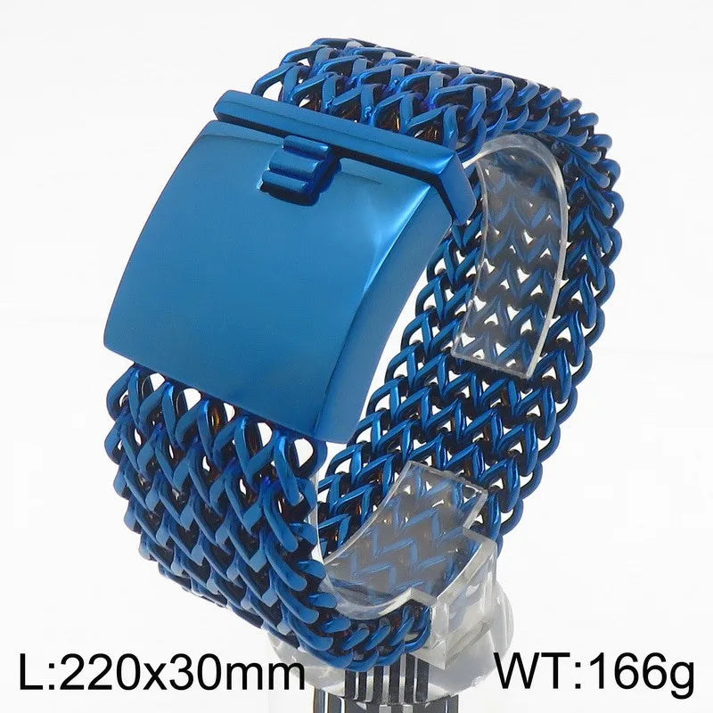 30MM Stainless Steel Mesh Chain Bracelet for Men Silver Color.