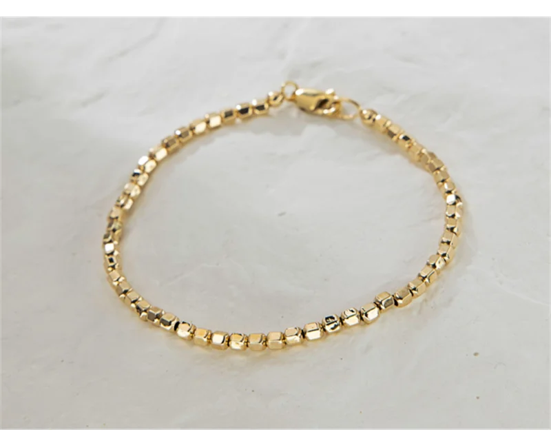 14K Gold Filled Bead Bracelet Handmade Tarnish Resistant for Women.