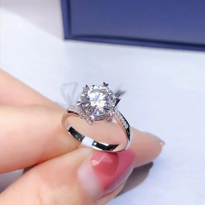 18K White Gold Ring 1ct VVS Grade D Color Moissanite Gold Ring.