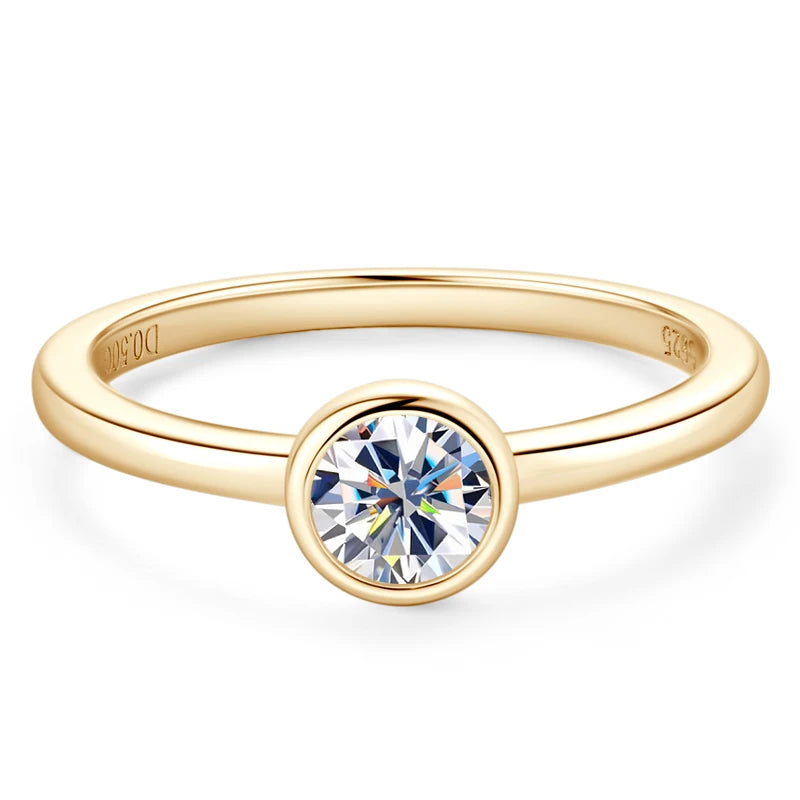 Sterling Silver Five Stones  Moissanite Rings for Women