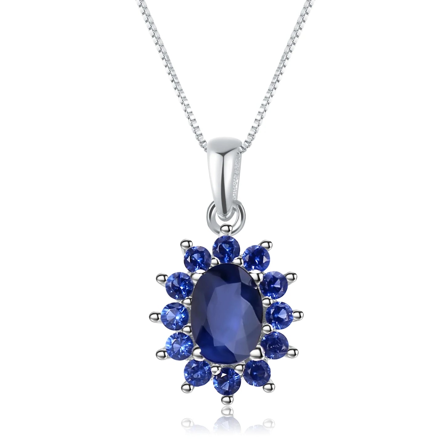 0.94Ct Blue Sapphire 585 14K 10K 18K Gold 925 Silver Womans Necklace.