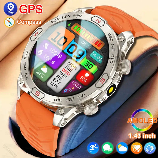 Smart Watch Men GPS Compass AMOLED Screen Bluetooth Call Fitness. fashion smart Watch,Fit Bit Mens Watch,Mens Smart Watch