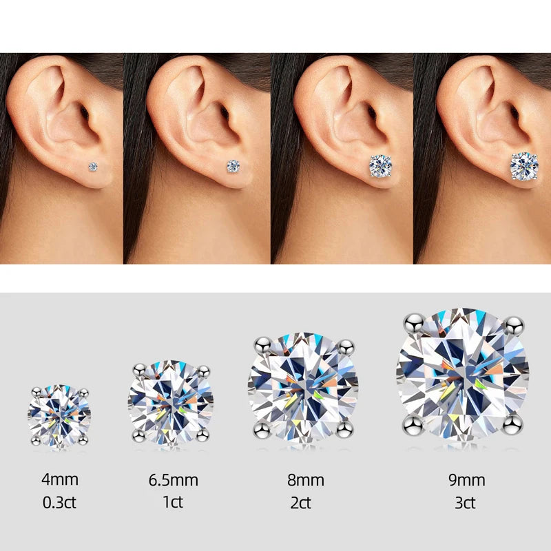 Moissanite Sterling SilverDiamond Stud Earrings for Women