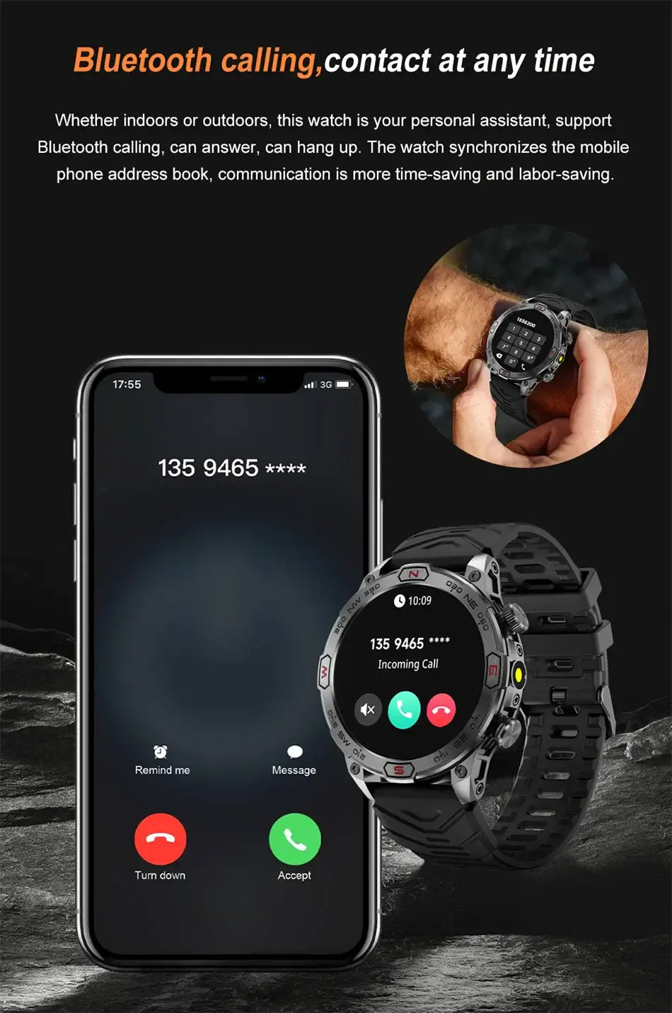 Smart Watch Mens Compass Bluetooth Call GPS Fitness Track Watch. fashion smart Watch,Ladies Mens Smart Watch,Mens Smart Watch