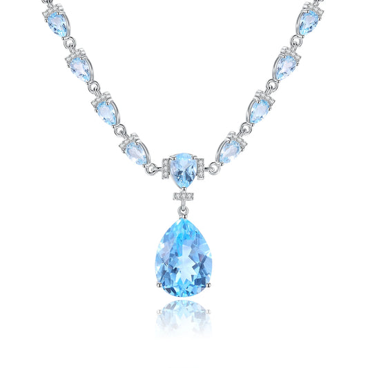 Birthstone Necklace Sky Blue Topaz Bridal Necklace For Her.