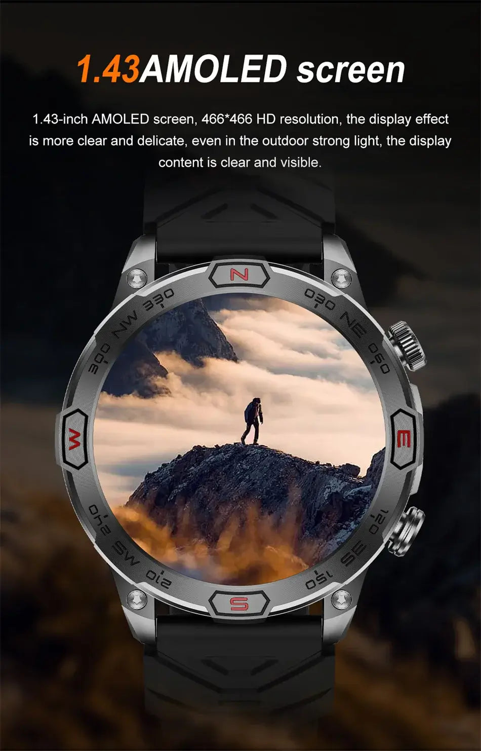 Smart Watch Men GPS Compass AMOLED Screen Bluetooth Call Fitness. fashion smart Watch,Fit Bit Mens Watch,Mens Smart Watch