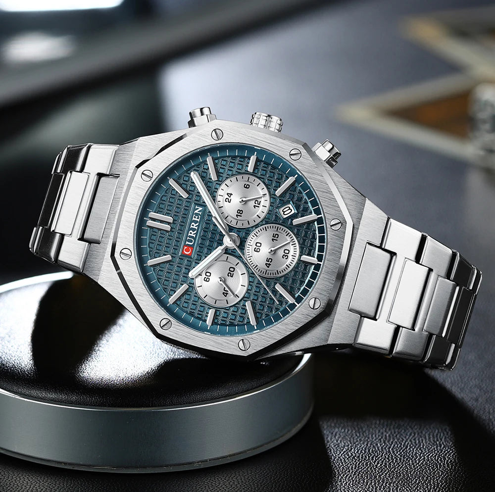 Men's Stainless Steel Quartz Waterproof Watch