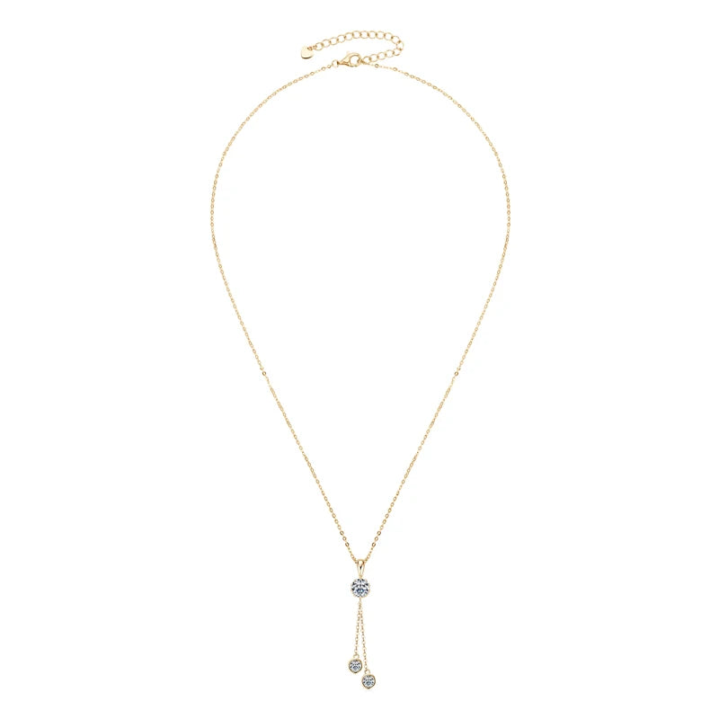 Moissanite Sterling Silver Women's Necklace Y Shape Tassel