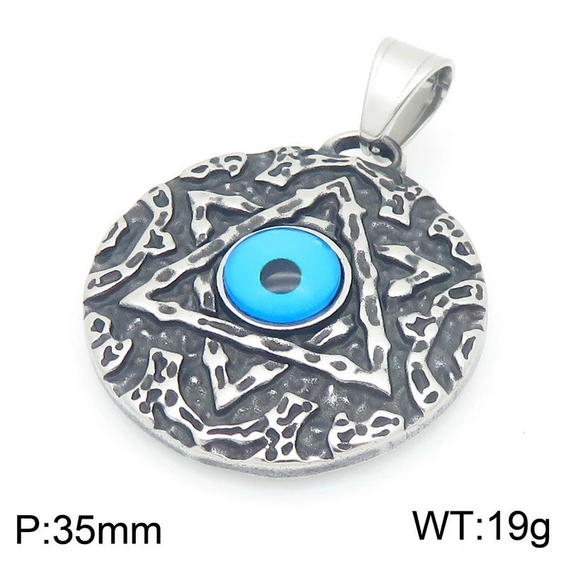 Men's Stainless Steel Chain Link Fashion Hexagram Necklace