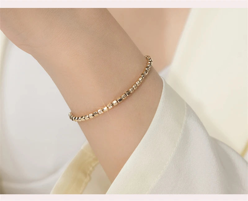 14K Gold Filled Bead Bracelet Handmade Tarnish Resistant for Women.