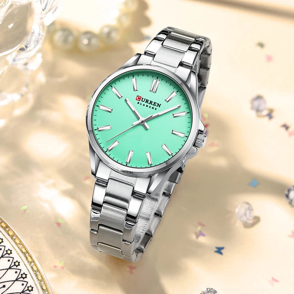 Womens  Stainless Steel Casual Round Dial Quartz Watch