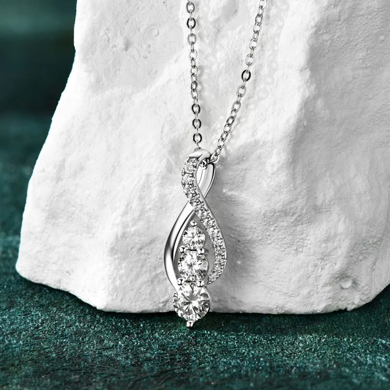 Women's 925 Sterling Silver Adjustable Moissanite Necklace