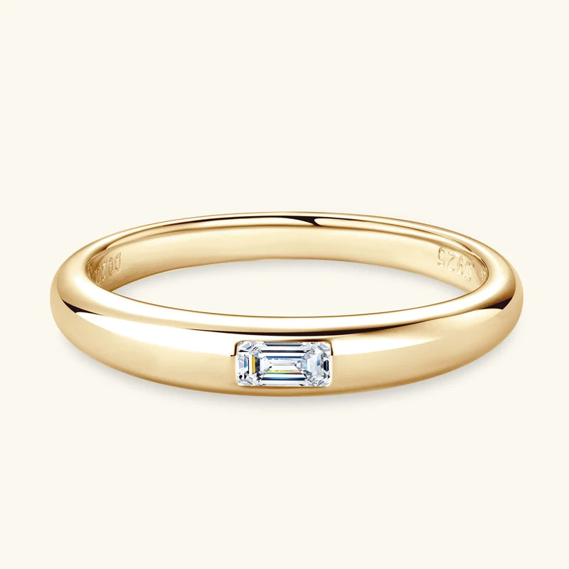 Womens Moissanite18k Gold Plated Silver Engagement Ring