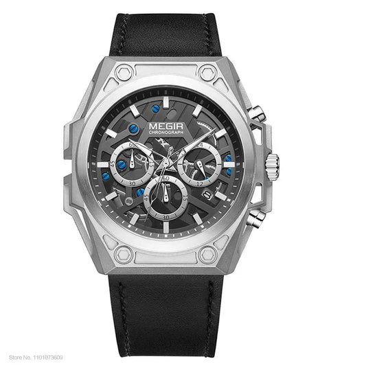 Mens Stainless Steel Dress Wrist Watch Waterproof Chronograph Quartz.